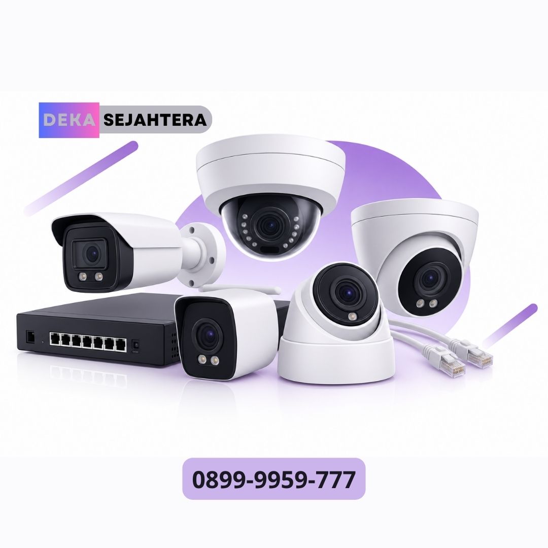 Kamera CCTV PoE dengan koneksi jaringan kabel LAN
