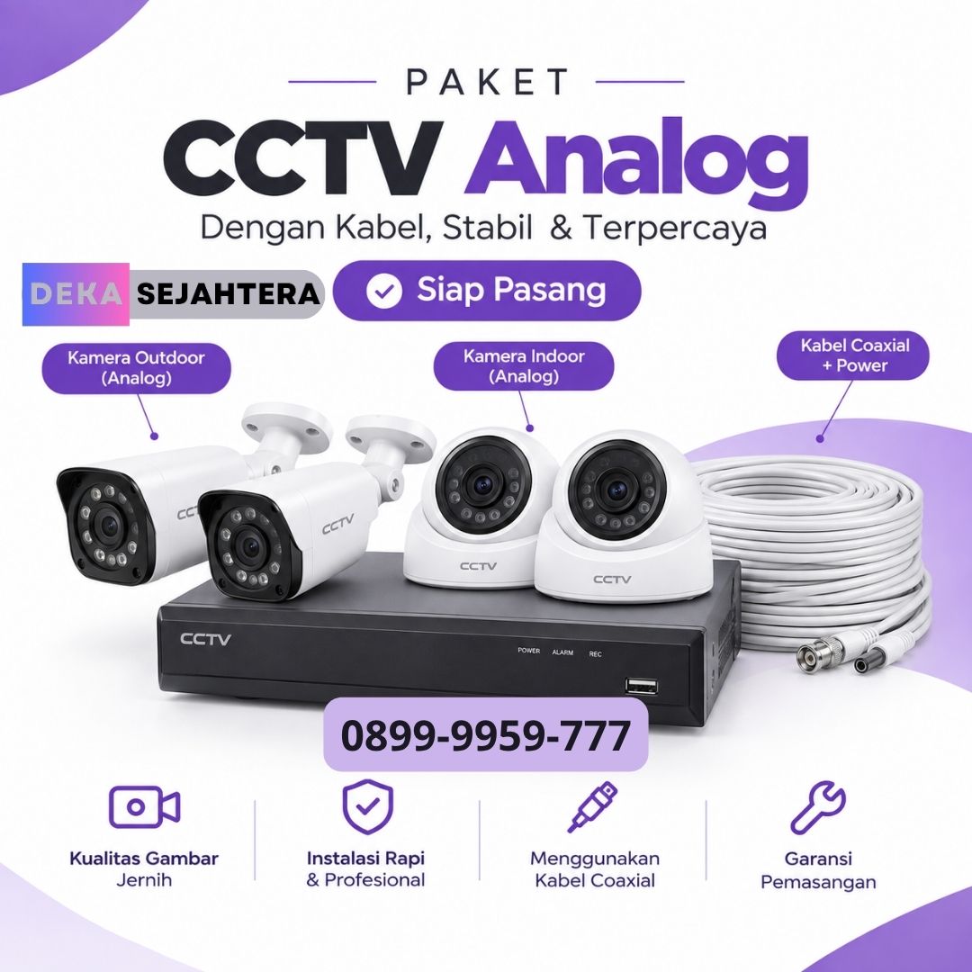 Paket CCTV kabel untuk kebutuhan instalasi di Malang