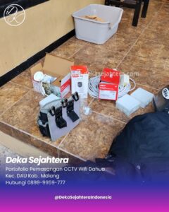 Kamera CCTV Dahua outdoor dengan audio dan night color di rumah Bukit Cemara Tujuh.