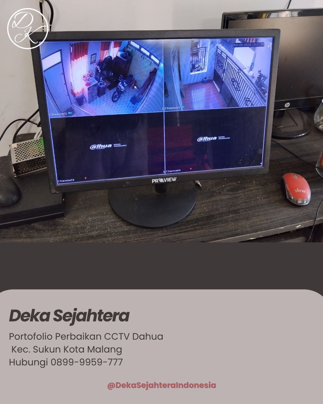 Teknisi memeriksa DVR CCTV Dahua di rumah klien Sukun Kota Malang