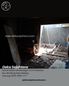 Penentuan titik dan arah pandang kamera CCTV untuk rencana pemasangan di sekolah.