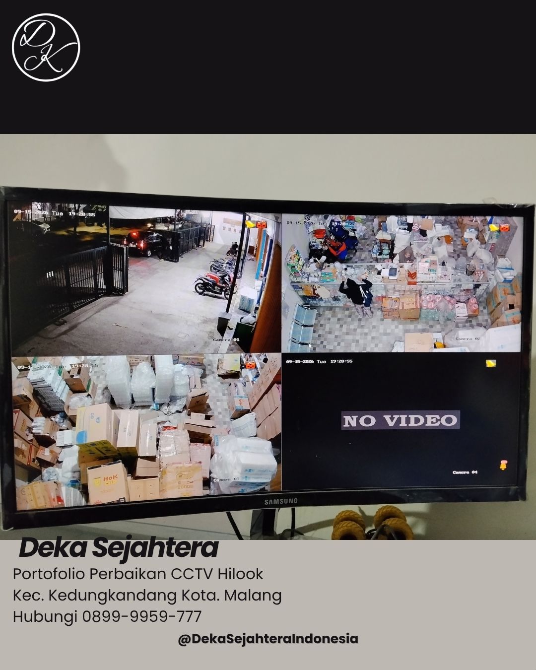 Teknisi Deka Sejahtera melakukan troubleshooting DVR CCTV Hilook di Sawojajar Kota Malang