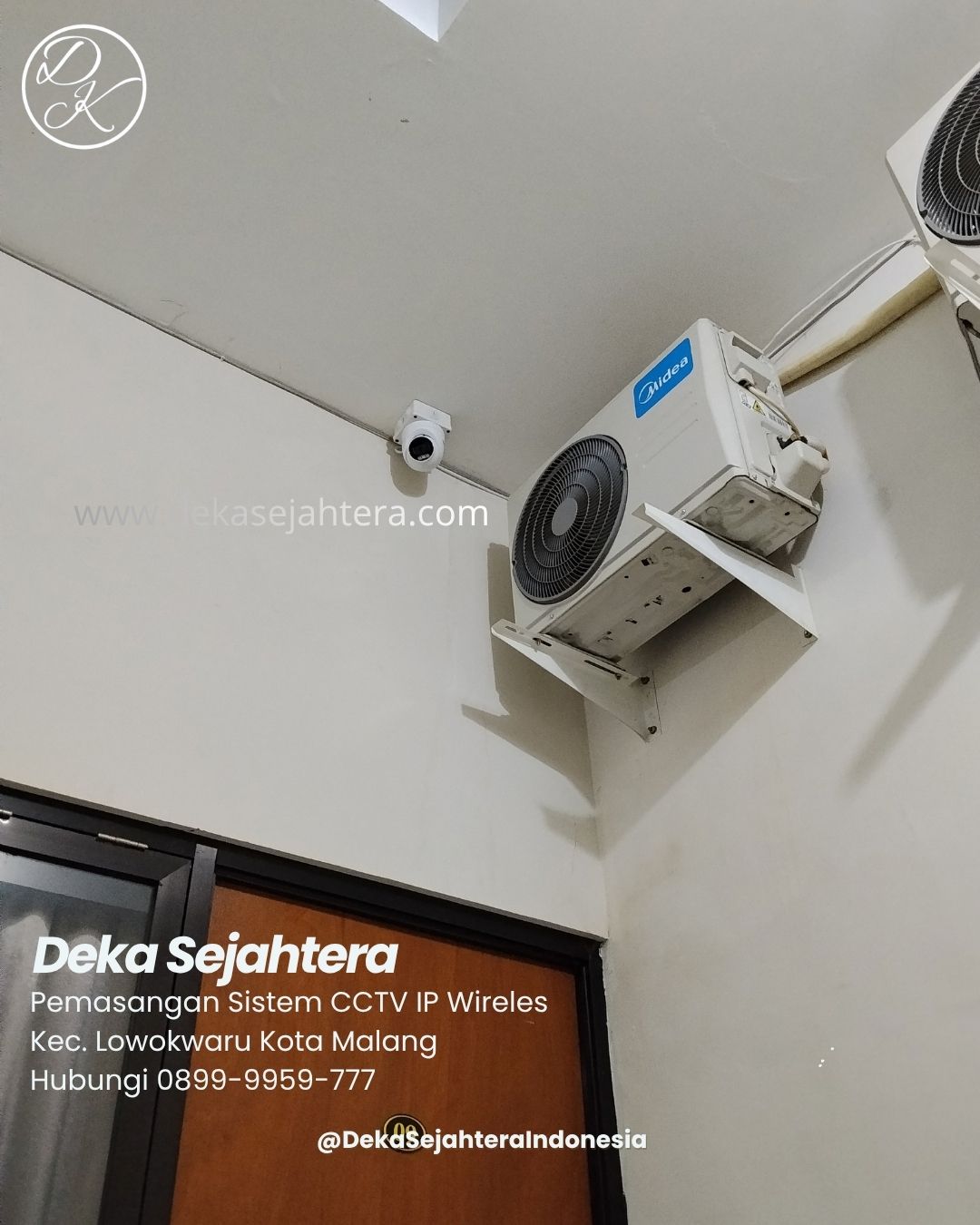 Teknisi Deka Sejahtera memasang IP Camera Dahua di area kost Jl. Ikan Tombro Lowokwaru Malang.
