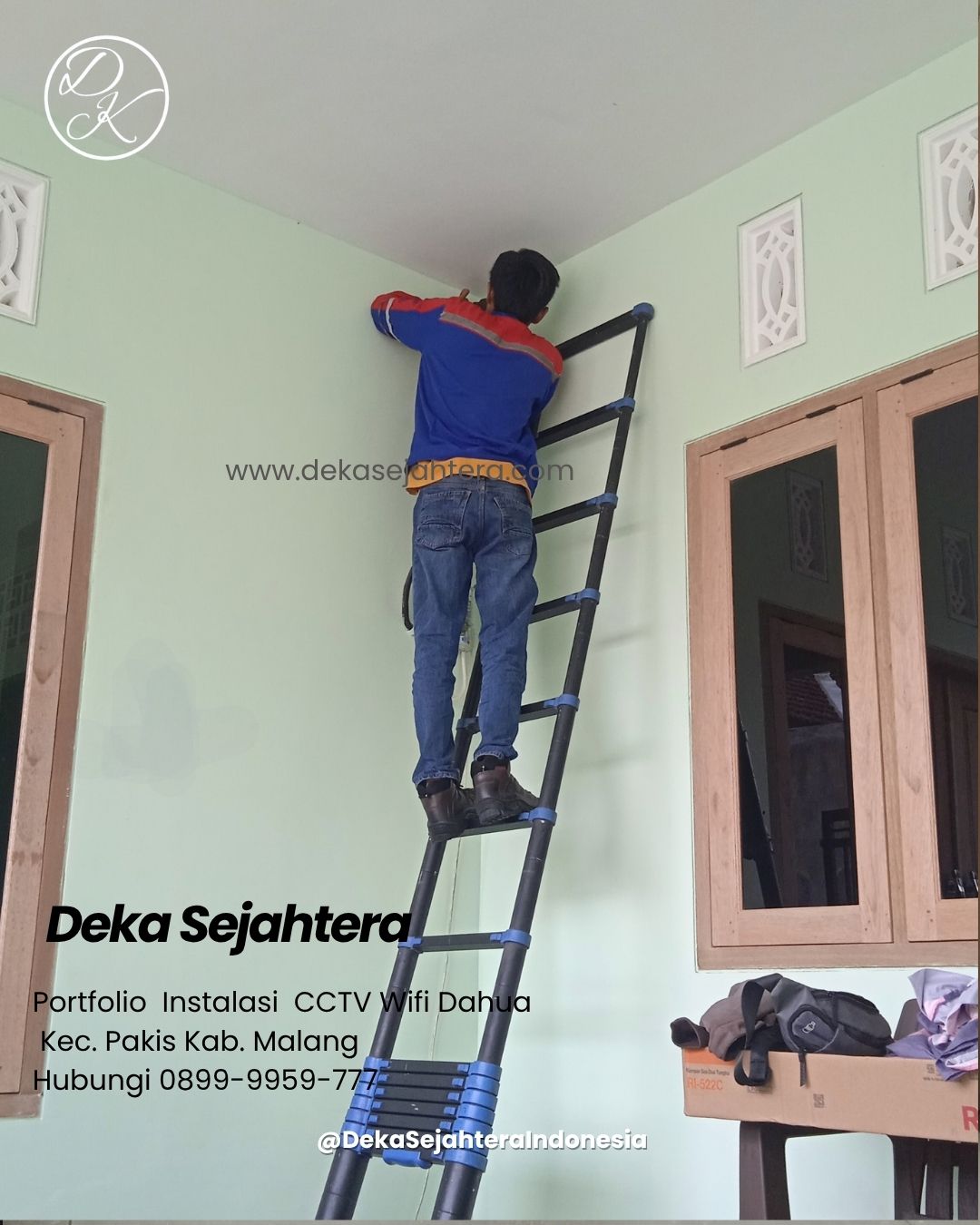 Instalasi CCTV WiFi Dahua di rumah warga Desa Saptorenggo Pakis Malang