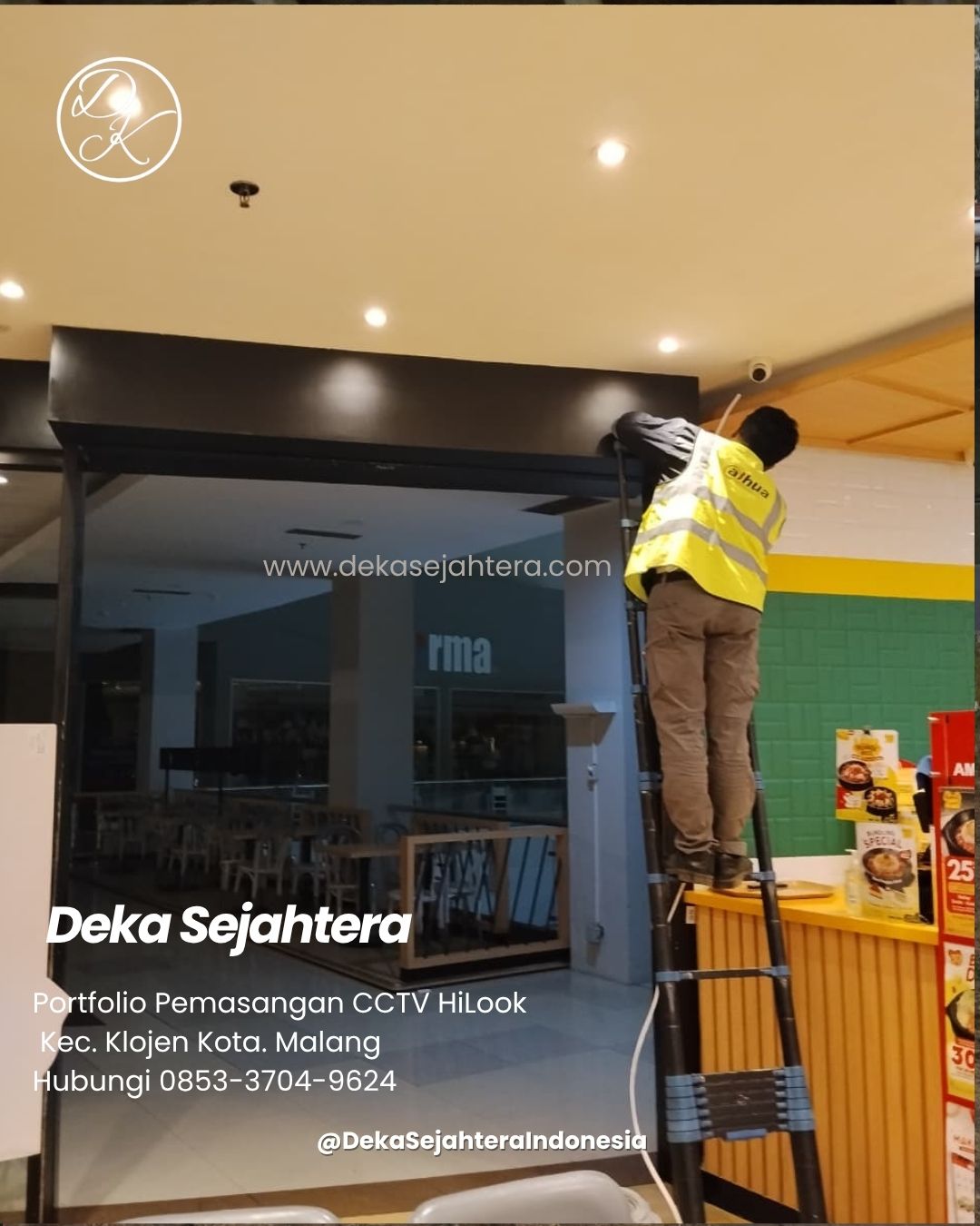 Pemasangan CCTV HiLook di tenant food court Mall Olympic Garden Malang
