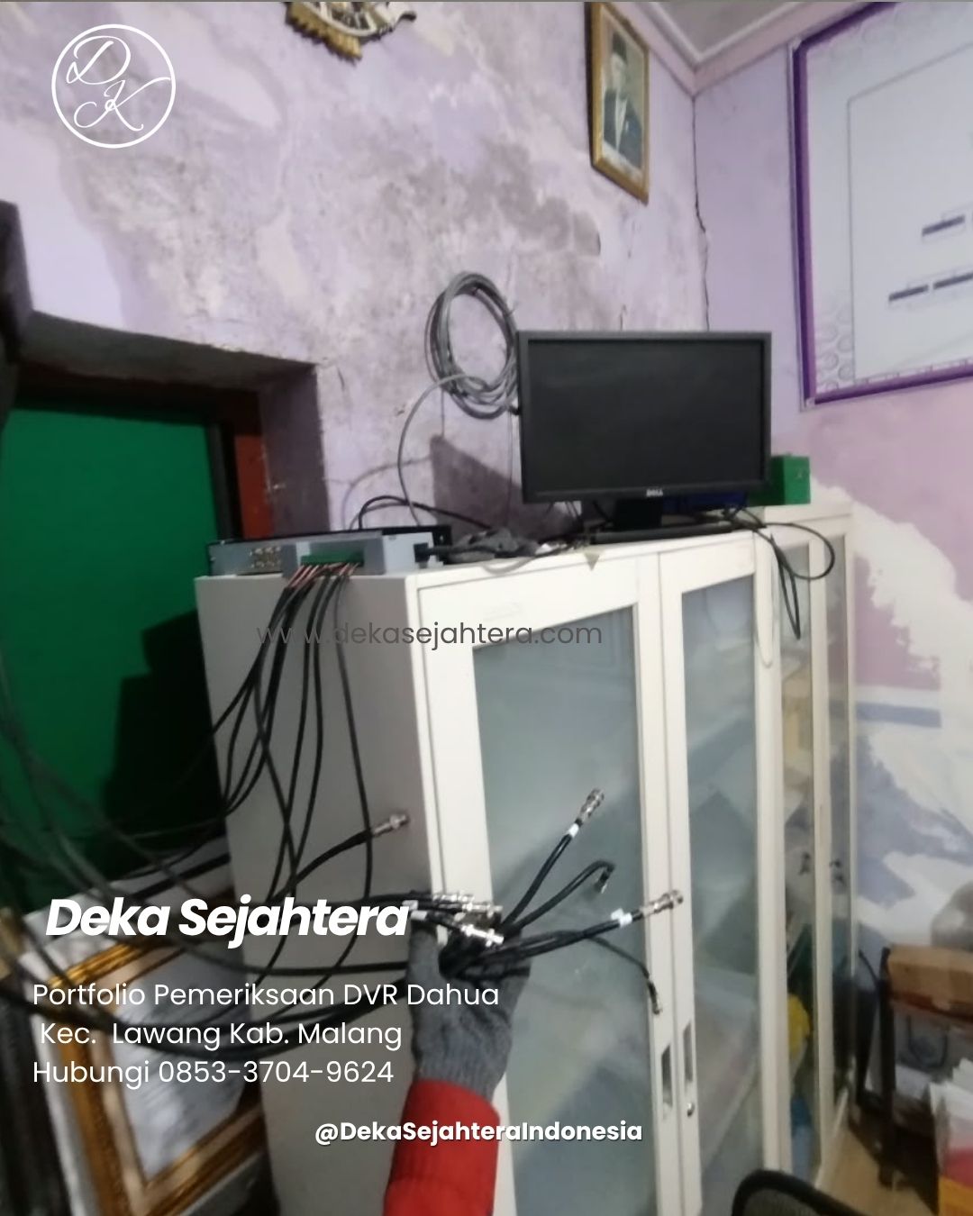 Teknisi Deka Sejahtera melakukan pemeriksaan DVR Dahua di sekolah Lawang Malang