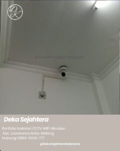 Pemasangan kamera CCTV Hikvision untuk mendukung keamanan tempat laundry di Malang