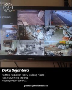 Perbaikan kamera CCTV dengan gambar buram di gudang plastik Kota Malang