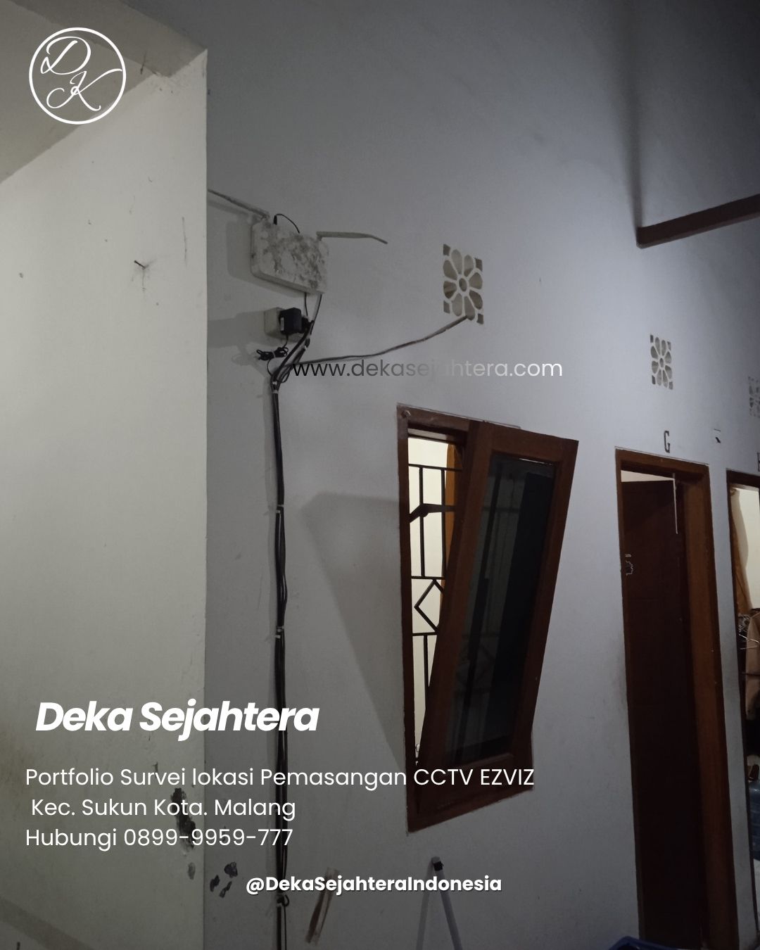 Persiapan pemasangan kamera CCTV di rumah kost Malang